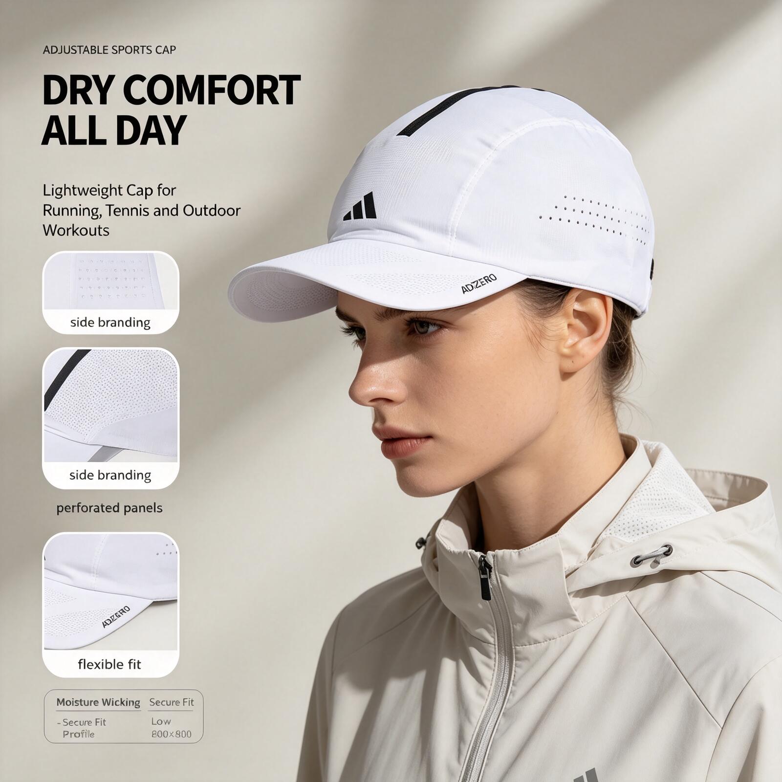 Running Cap Mesh - Cappellino da Corsa Bianco Adidas, Leggero